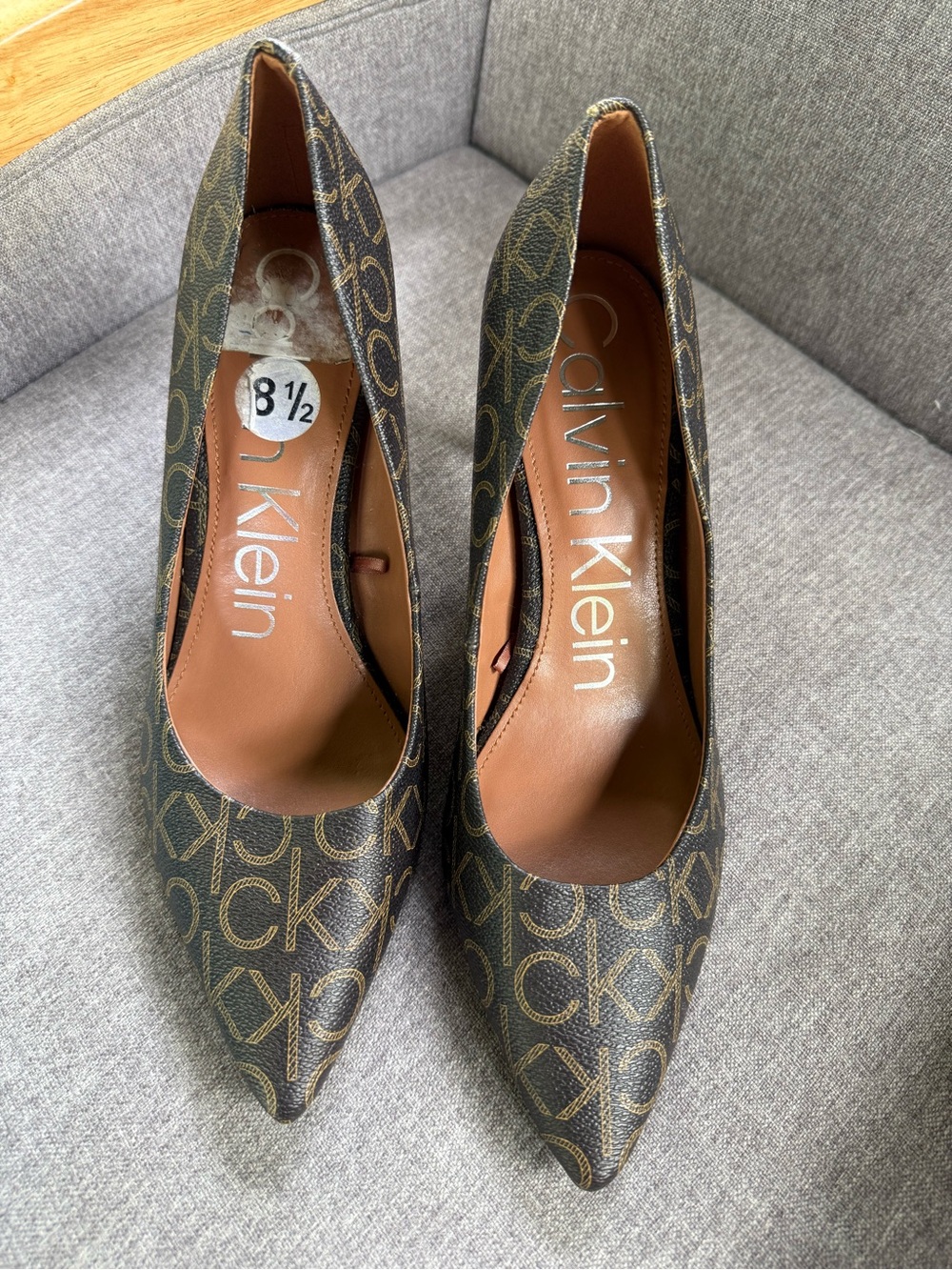 Calvin Klein Women's Monogram Pointed-Toe Pumps in Brown